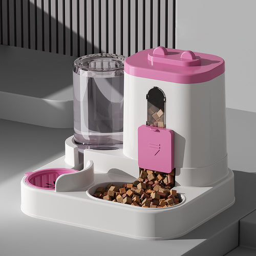 2 in 1 Automatic Pet Feeder and Water Dispenser Set Large Gravity Food Feeder Waterer for Small and Medium Cats Dogs
