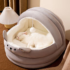 High Quality Eco-Friendly Pet Supplies Winter-Friendly Faux Fur Cat Bed Cave Round Removable Washable Solid