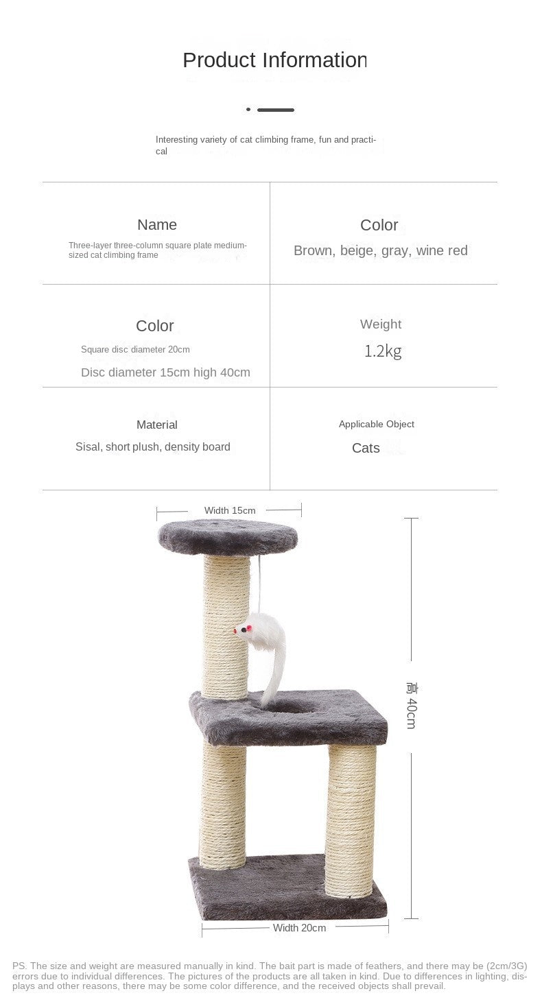 Cat Tree Tower Factory Cheap Wood Sisal Climbing Frame with Jumping Platform Scratching Post for Small Cats