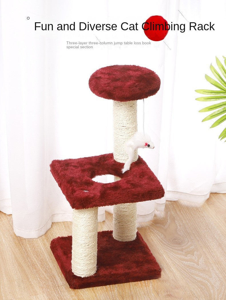 Cat Tree Tower Factory Cheap Wood Sisal Climbing Frame with Jumping Platform Scratching Post for Small Cats