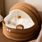 High Quality Eco-Friendly Pet Supplies Winter-Friendly Faux Fur Cat Bed Cave Round Removable Washable Solid