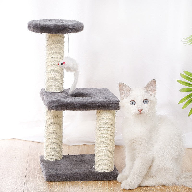 Cat Tree Tower Factory Cheap Wood Sisal Climbing Frame with Jumping Platform Scratching Post for Small Cats
