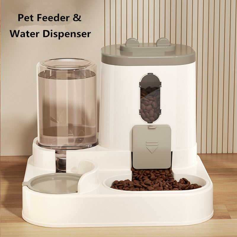 2 in 1 Automatic Pet Feeder and Water Dispenser Set Large Gravity Food Feeder Waterer for Small and Medium Cats Dogs